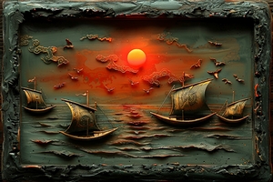 Enchanted Harbor at Dusk: A Wax Art Odyssey