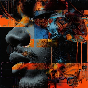 Vibrant Abstract Portrait with Bold Patterns 2