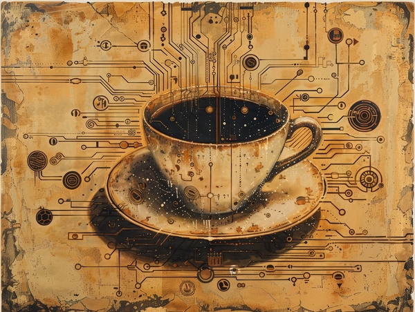 Digital Renaissance: Coffee Cup Revival 4 Print