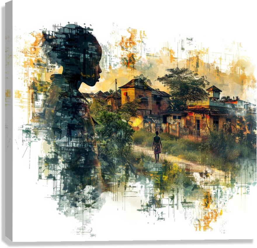 Digital Streams Watercolor Dreams: Visions of African-American Essence Canvas Print