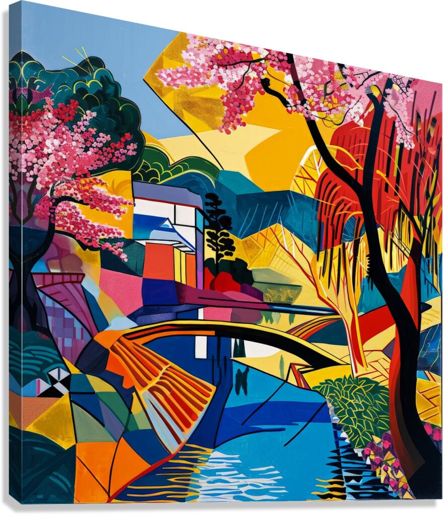 Geometric Harmony: Cubist Echoes in a Japanese Vista by