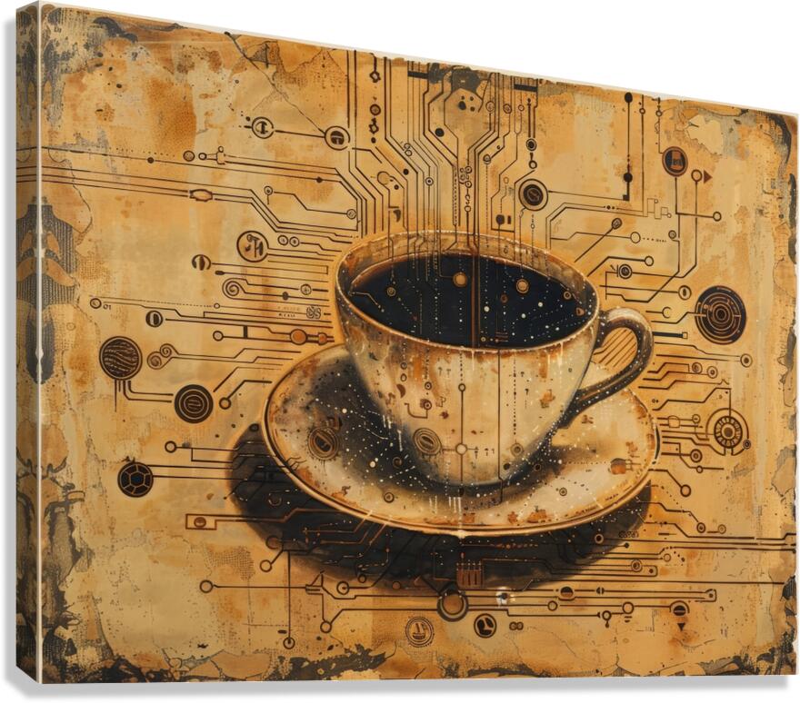 Digital Renaissance: Coffee Cup Revival 4 Canvas Print