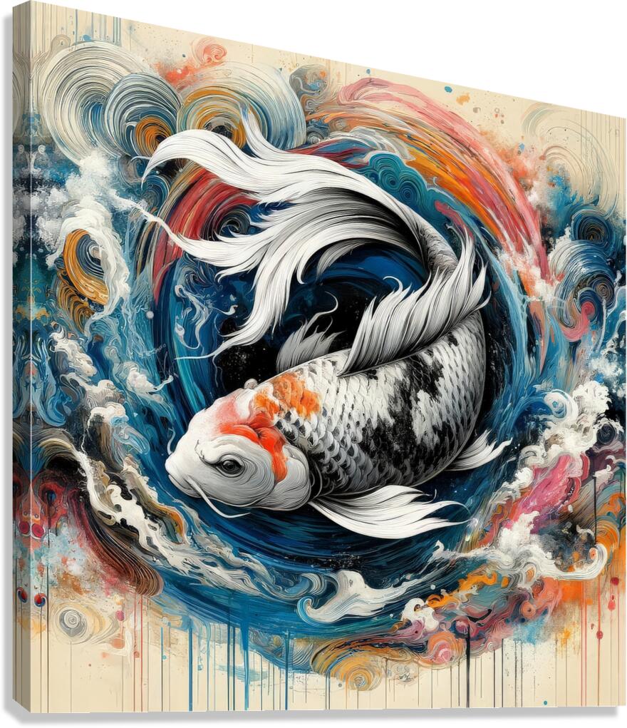 Serenity Amidst Chaos: The Koi Fish Enigma Canvas Print