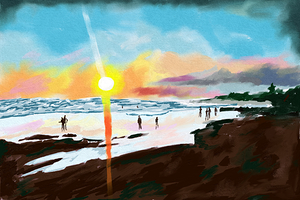 Paradise Dusk: Vibrant Beach Bliss