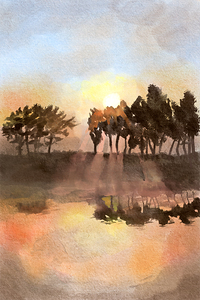 Ethereal Canopy: Natures Dance in Watercolor