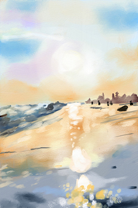 Beautiful sea side in oil Painting