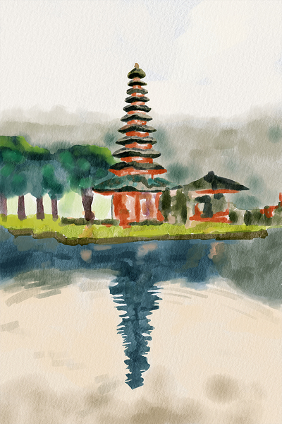 Bali Template Loose watercolor painting by Shubham Sharma