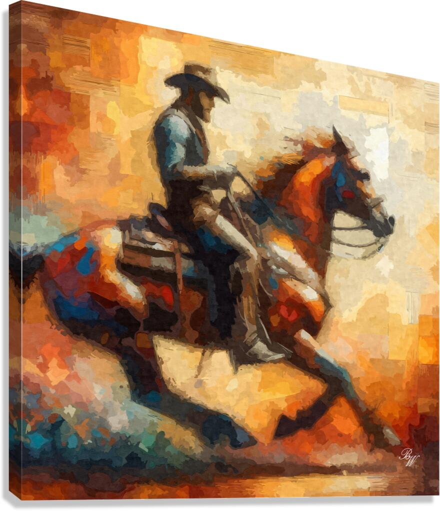 Galloping Cowboy Canvas Print