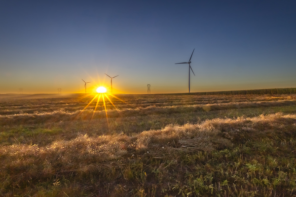 Sunset by the Wind Turbine Print