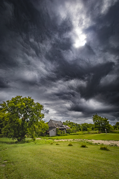 Old Barn on a Stormy Day Print