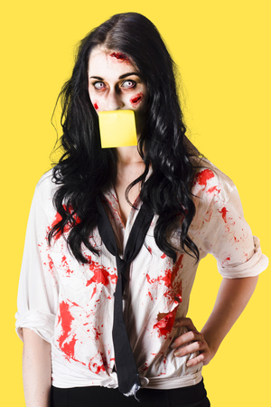 Overworked businesswoman zombie