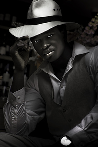 Jazz And Blues Musician In Dark Bar