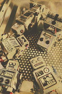 Vintage robot charging zone