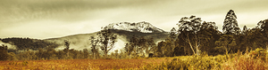Ice covered mountain panorama in Tasmania