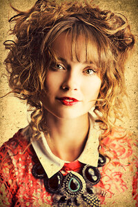 Beautiful Woman With Classic Hairstyle And Makeup