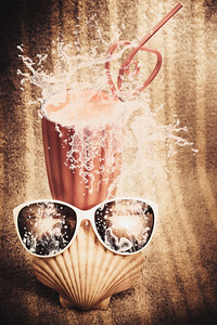 Beach milkshake with a strawberry splash