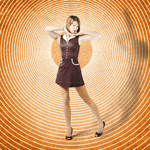 Cute retro pinup girl in time warp
