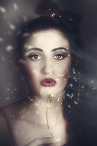 Fantasy girl with fairy tale wish in secret garden