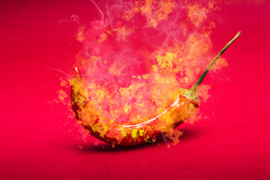 Burning red hot chili pepper. Mexican food