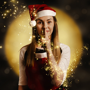 Silent night elf keeping night watch for santa 