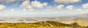 Panoramic views from Mount Zeehan to Trial Harbour