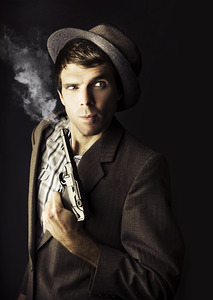 Dangerous Business Man Holding Gun