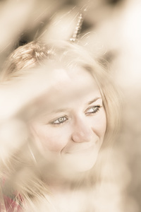 Dreamy eyes through wicker lines