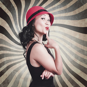 Beautiful model in vintage fashion accessories 