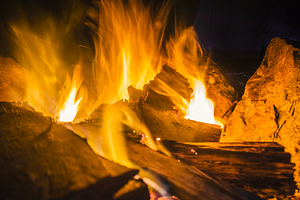 Campfires light