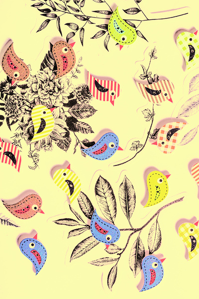 Button bird aviary Print