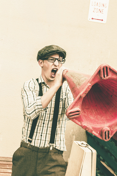 Traffic cone spruiker Print