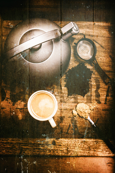 Vintage tea crate cafe art by Jorgo