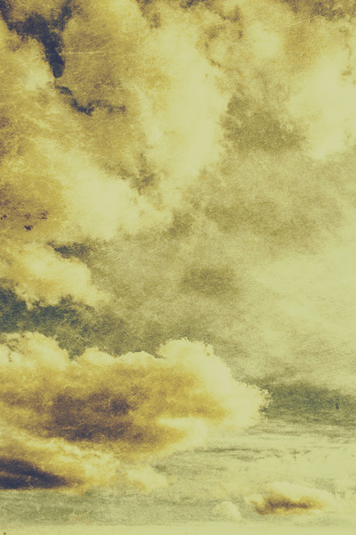 Yellow toned textured grungy cloudscape Print