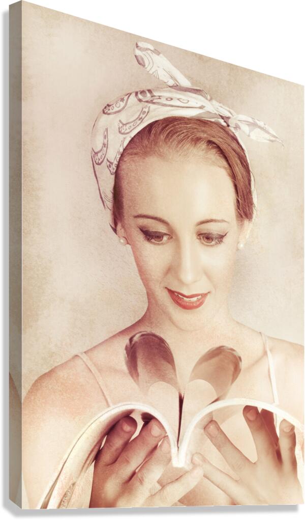 Cute Vogue Pinup Girl Reading Old Fashion Magazine Canvas Print