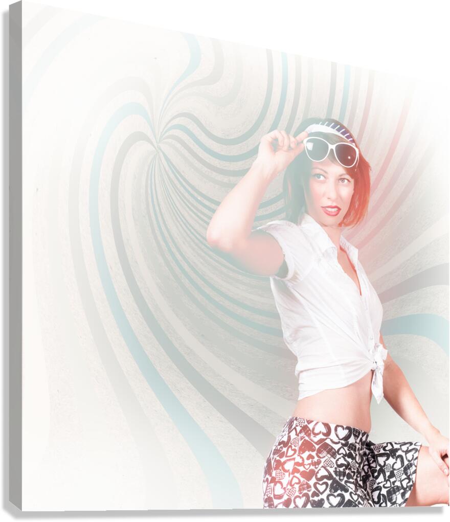 High-key fashion photograph of a funky pinup girl  Canvas Print