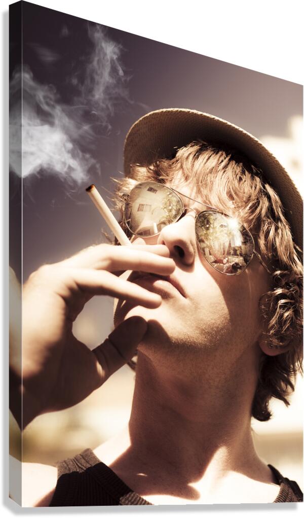 Dude Smoking Cigarette Canvas Print