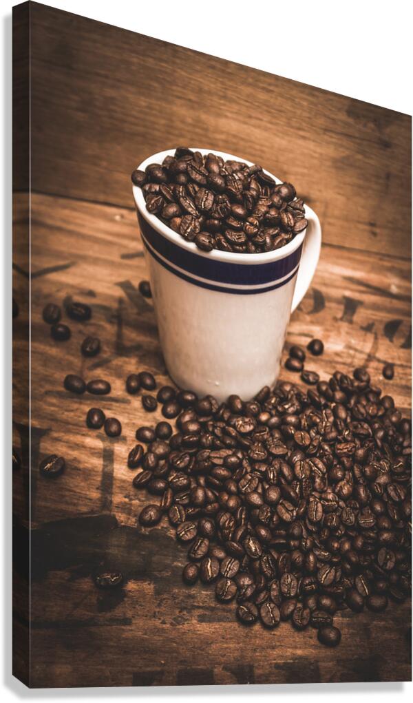 Coffee shop cup and beans Canvas Print