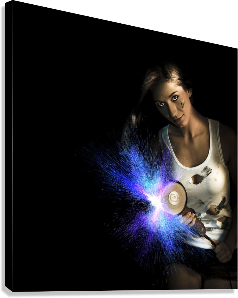 Working Woman With Industrial Tools Canvas Print