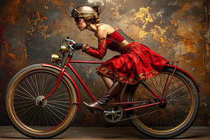 Vintage Girl on Bicycle 2