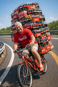 Dave with coke on bike