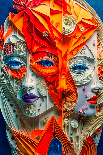 Abstract Women faces 4 Print