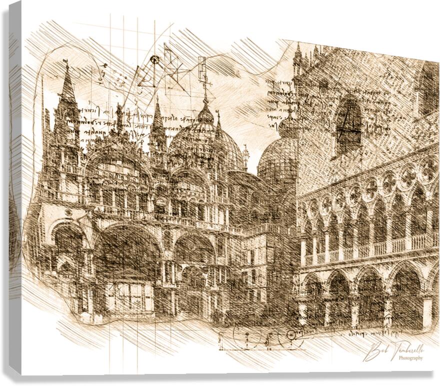 Architectural Drawings St Marc s Venice Canvas Print