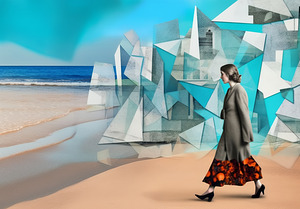 Ocean Walk: Coastal Stroll Seaside Promenade Acrylic Print for Coastal-Inspired Wall Art