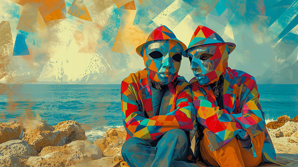 Geometric Bliss by the Sea - Arte de Pared Art Deco en Acrilico by Design Delight Print