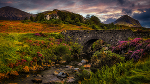 Enchanting Tranquility: Sligachan Old Bridge Amidst the Drama of Nature