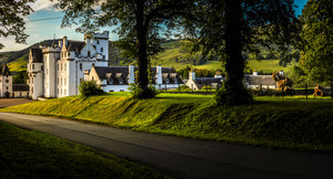 Eternal Hills and Pristine White: A Captivating View of Blair Castle in the Morning Light