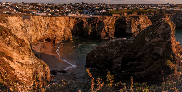 Golden Hour Serenity: A Tranquil Evening at a secret Newquay Beach Print