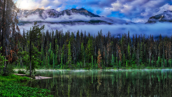 Misty Tranquility: Honeymoon Lakes Dawn Symphony. Print