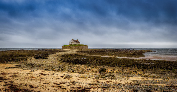 Mystical Beauty: Eglwys Cwyfan Church from Windswept Shores  Print