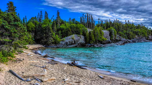 Radiant Shores: Sunlit Serenity at Pukaskwa National Park Print